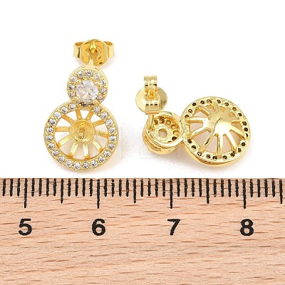Brass Micro Pave Cubic Zirconia Stud Earring Findings CU-CBAA5EE-02G-1