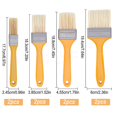 Fingerinspire 8Pcs 4 Style Nylon Brush TOOL-FG0001-04-1