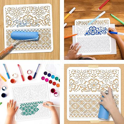 2Pcs 2 Styles PET Hollow Out Drawing Painting Stencils DIY-WH0416-0002-1