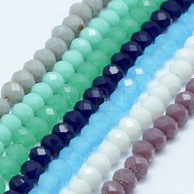Faceted Rondelle Glass Beads Strands GLAA-I033-4mm-M-1