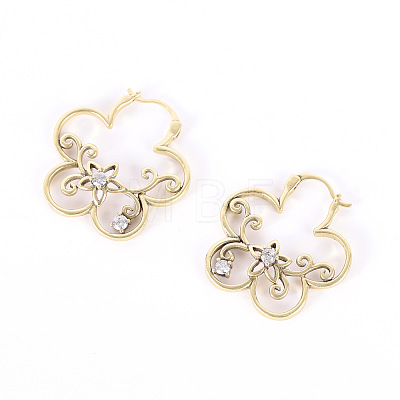 Brass Micro Pave Cubic Zirconia Hoop Earrings WGF2AB4-01-1