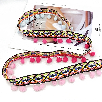 Ethnic Style Polyester Pom Pom Tassel Fringe Trim Ribbon PW-WG31478-12-1