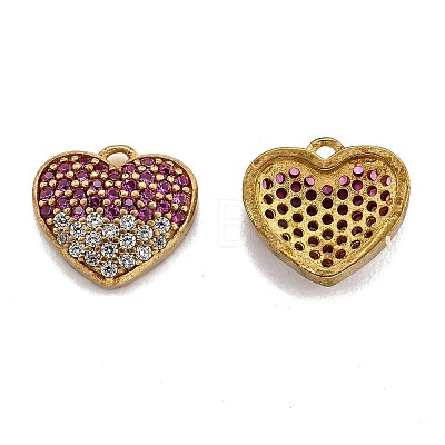 Brass Micro Pave Clear & Pink Cubic Zirconia Charms KK-O112-08C-02-1