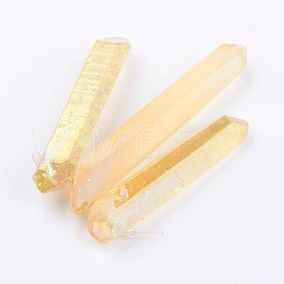 Electroplated Natural Quartz Crystal Graduated Beads Strands G-P315-A-1