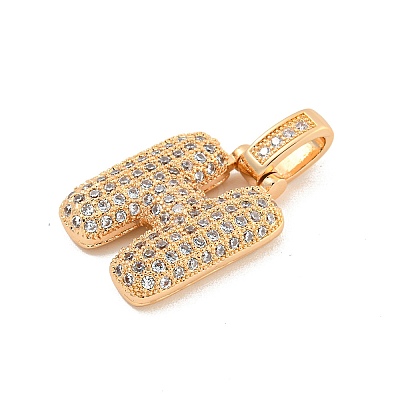 Brass Micro Pave Clear Cubic Zirconia Pendants KK-B099-01G-H-1