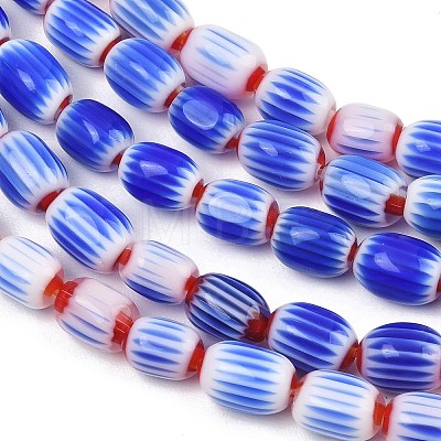 Handmade Millefiori Glass Oval Beads Strands LK-Z001-02B-06-1