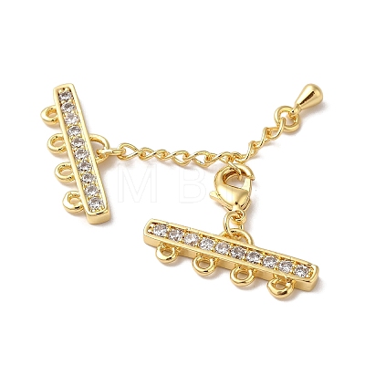 Brass Micro Pave Cubic Zirconia Chain Extender KK-L216-004A-G-1