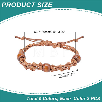   10Pcs 5 Colors Braided Nylon Cord Macrame Pouch Bracelet Making BJEW-PH0004-16-1