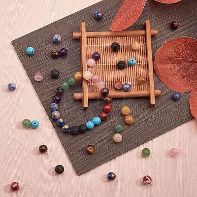 200Pcs 10 Style Natural & Synthetic Gemstone Round Beads G-CJ0001-53-1