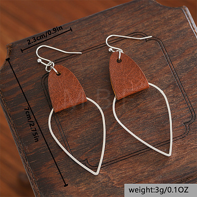 Teardrop Zinc Alloy Imitation Leather Dangle Earrings FS-WG3FC2A-01-1