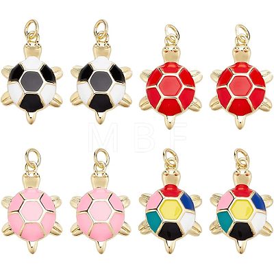  8Pcs 4 Colors Brass Enamel Pendants KK-NB0002-65-1