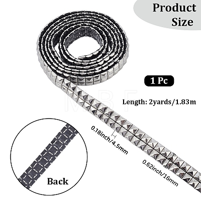 2 Yards 201 Stainless Steel Square Rivet Studed Cord DIY-GF0013-61A-1