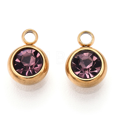 201 Stainless Steel Rhinestone Charms X-STAS-S068-06G-1