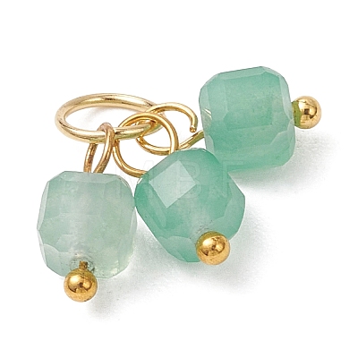 18Pcs 6 Colors Natural Flower Amazonite & White Jade & Green Aventurine & Tiger Eye Pendants PALLOY-JF05160-1