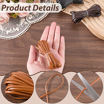 3Pcs 3 Colors Flat PU Leather Cord OCOR-CL0001-15B-1