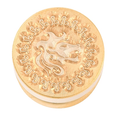 Golden Tone Round Wax Seal Brass Stamp Heads AJEW-S087-02G-07-1