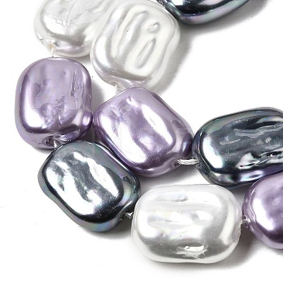 Electroplated Glass Shell Pearl Beads Strands BSHE-B009-F05-01-1