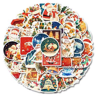 50Pcs Christmas Theme Cartoon Paper Stickers DIY-P085-13-1