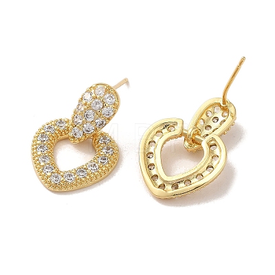 Brass Micro Pave Cubic Zirconia Earrings for Women EJEW-E301-13G-1