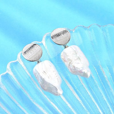 Natural Baroque Pearl Keshi Pearl Dangle Stud Earrings for Women EJEW-JE07044-1