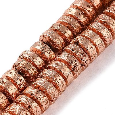 Electroplated Natural Lava Rock Beads Strands G-I360-A04-03-1