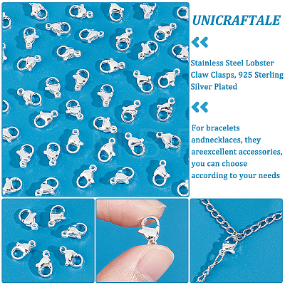 Unicraftale 50Pcs 304 Stainless Steel Lobster Claw Clasps STAS-UN0050-09-1