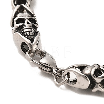 304 Stainless Steel Skull Link Chain Bracelets BJEW-E094-12AS-1