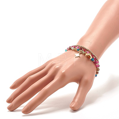 Natural Agate Round Beads Stretch Bracelets BJEW-JB07294-04-1