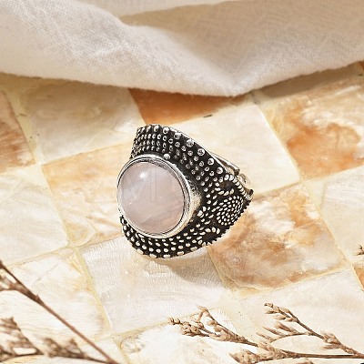 Natural Rose Quartz Adjustable Rings RJEW-I108-03AS-15-1