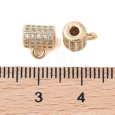 Brass Micro Pave Clear Cubic Zirconia Tube Bails KK-B100-015G-1