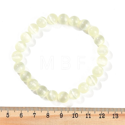 Dyed Natural Selenite Round Beaded Stretch Bracelets for Women G-U005-02K-1