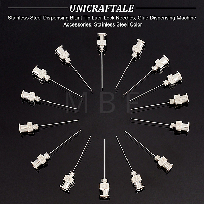 Unicraftale 15Pcs 304 Stainless Steel Dispensing Blunt Tip Luer Lock Needles TOOL-UN0001-28B-1