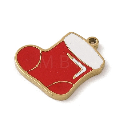 Christmas Theme Ion Plating(IP) 304 Stainless Steel Enamel Charms STAS-Z083-06G-02-1