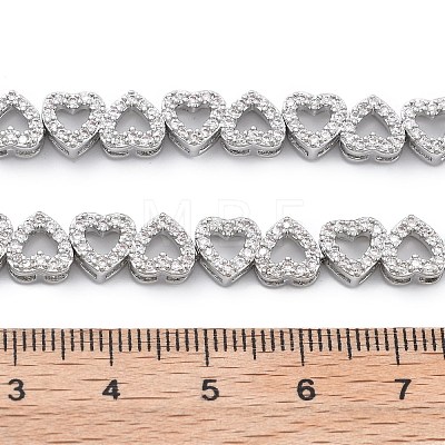 Brass Micro Pave Clear Cubic Zirconia Multi Heart Connector Charms KK-B125-05P-1