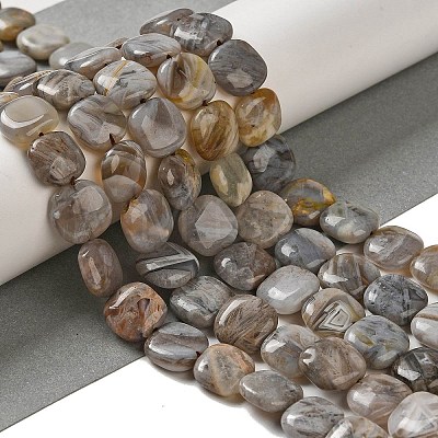 Natural Bamboo Leaf Agate Beads Strands G-NH0014-A01-01-1