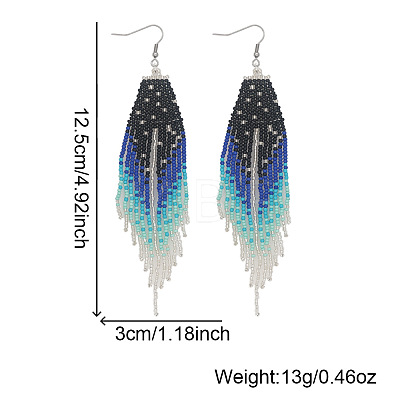 Glass Seed Beads Tassel Dangle Earrings QW8012-1