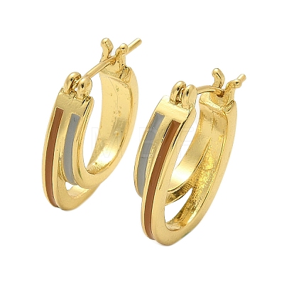 Two-layer Oval Brass Enamel Hoop Earrings EJEW-S252-03C-G-1