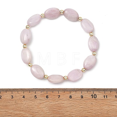 Natural Kunzite & Non-magnetic Synthetic Hematite Oval Beaded Stretch Bracelets for Women Men BJEW-JB13934-03-1