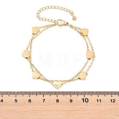 304 Stainless Steel Heart Link Double Layers Bracelets BJEW-D460-07G-1
