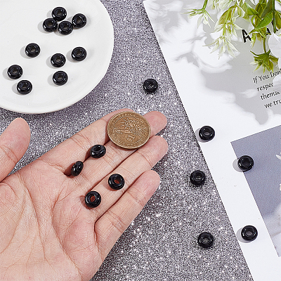 20Pcs Natural Black Onyx(Dyed & Heated) European Beads FIND-ME0003-87C-1