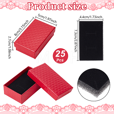 25Pcs Rhombus Textured Cardboard Jewelry Boxes CBOX-UN0001-01A-1