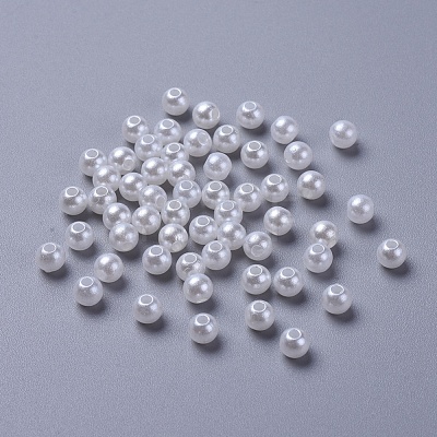 White Chunky Imitation Loose Acrylic Round Spacer Pearl Beads for Kids Jewelry X-PACR-5D-1-1