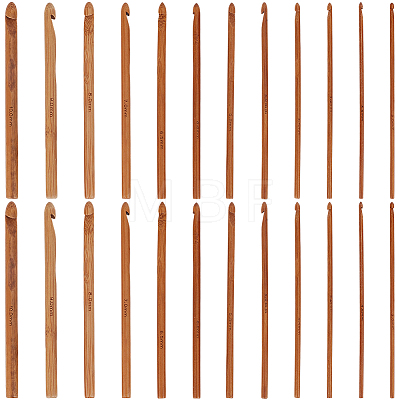 24Pcs Carbonized Bamboo Knitting Needles TOOL-CL0001-10-1