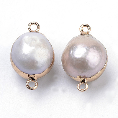 Plated Natural Baroque Pearl Keshi Pearl Links connectors PEAR-S012-06G-1
