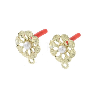 Rack Plating Golden Alloy with ABS Pearl Stud Earring Findings EJEW-B036-03G-11-1