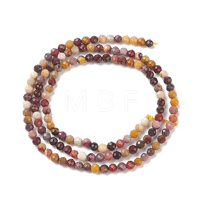 Natural Mookaite Faceted Round Beads Strands X-G-A129-3mm-19-1-1