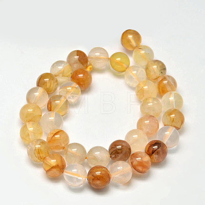 Natural Yellow Hematoid Quartz Round Beads Strands G-F266-09-8mm-1
