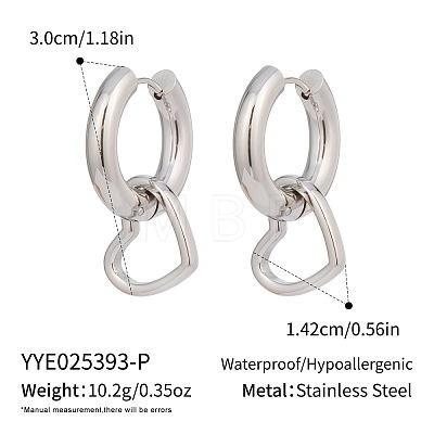 Heart Stainless Steel Hoop Earrings YB7008-3-1