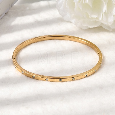 304 Stainless Steel Rhinestone Hinged Bangles for Women BJEW-D408-16G-1