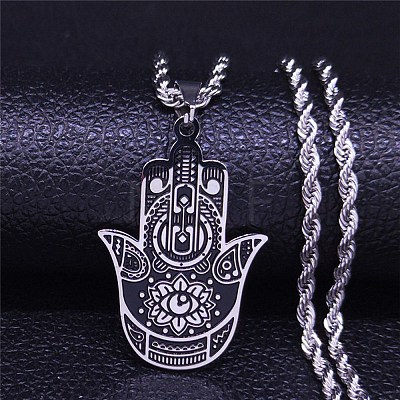 304 Stainless Steel Enamel Necklaces NJEW-Q338-02P-1